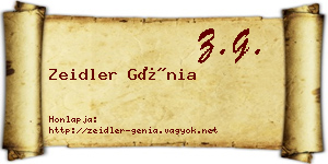 Zeidler Génia névjegykártya